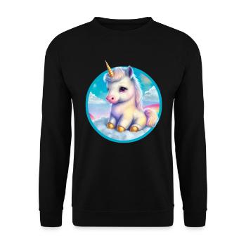 Seated baby unicorn in clouds - Unisex Sweatshirt - black - Front - Alina (178cm) & Michal (187cm)