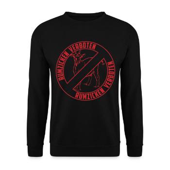Rumzicken verboten! - Statement | Farbe änderbar - Unisex Pullover - Schwarz - Vorne - Alina (178cm) & Michal (187cm)