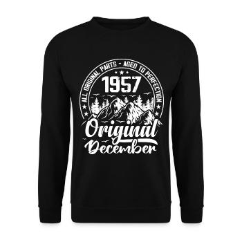 Dezember 1957 Original 67 Jahre altes Geburtstagsgeschenk - Unisex Pullover - Schwarz - Vorne - Alina (178cm) & Michal (187cm)