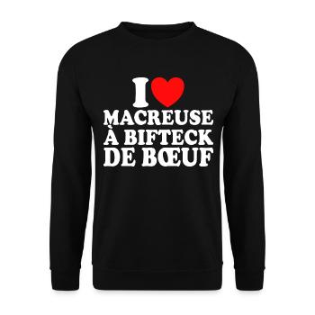Boucher I Love Macreuse À Bifteck De Boeuf - Sweat-shirt Unisexe - noir - Devant - Alina (178cm) & Michal (187cm)