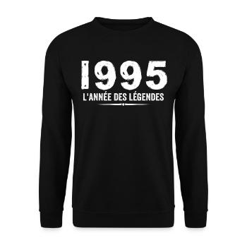 1995 Year of the Legends - 1995 Anniversary Gift - Unisex Sweatshirt - black - Front - Alina (178cm) & Michal (187cm)