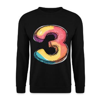 3 Zahl Bunt - Unisex Pullover - Schwarz - Vorne - Alina (178cm) & Michal (187cm)