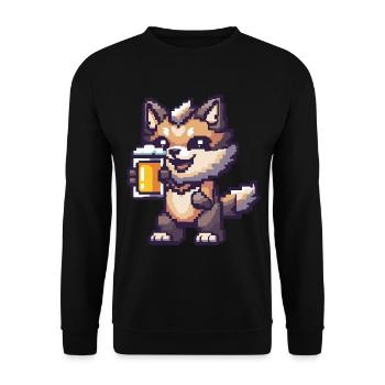 Wolf Pixel Beer - Unisex Sweatshirt - black - Front - Alina (178cm) & Michal (187cm)