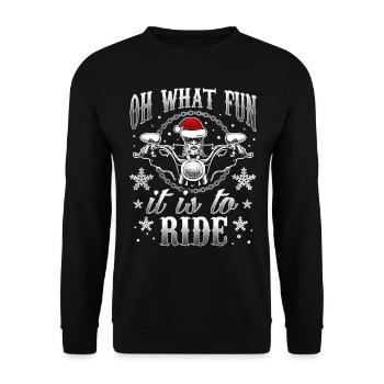 Motorradfahrer Biker Santa Weihnachten Geschenk - Unisex Pullover - Schwarz - Vorne - Alina (178cm) & Michal (187cm)