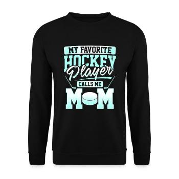Eishockey Mama Favorite Hockey Player Geschenk - Unisex Pullover - Schwarz - Vorne - Alina (178cm) & Michal (187cm)