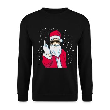 Santa middle finger Christmas gift - Unisex Sweatshirt - black - Front - Alina (178cm) & Michal (187cm)