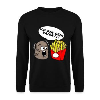Star Kartoffel Pommes Frites Wars Vater Geschenk - Unisex Pullover - Schwarz - Vorne - Alina (178cm) & Michal (187cm)