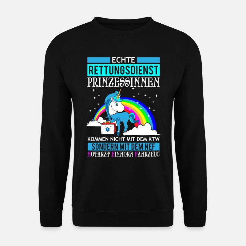 Rettungsdienst Prinzessin Einhorn Geschenk - Unisex Pullover - Schwarz