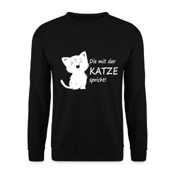 Die mit der Katze spricht - Unisex Pullover - Schwarz - Vorne - Alina (178cm) & Michal (187cm)