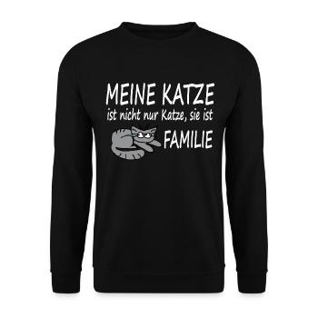 Meine Katze ist nicht nur Katze, sie ist Familie - Unisex Pullover - Schwarz - Vorne - Alina (178cm) & Michal (187cm)