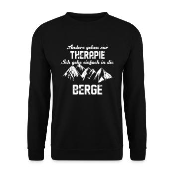 Therapie Berge Wandern Natur Geschenk - Unisex Pullover - Schwarz - Vorne - Alina (178cm) & Michal (187cm)