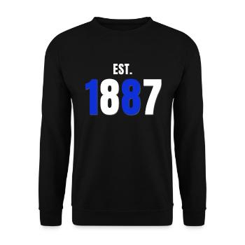 Est. 1887 Blau Weiss Fußball Club (Geschenkidee) - Unisex Pullover - Schwarz - Vorne - Alina (178cm) & Michal (187cm)