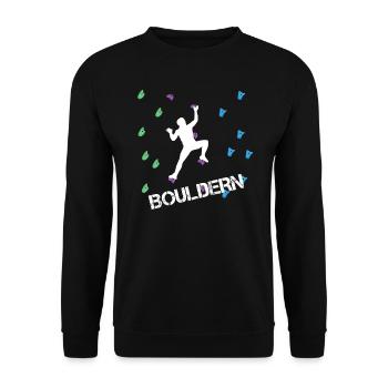 Bouldern Klettern Kletterer - Unisex Pullover - Schwarz - Vorne - Alina (178cm) & Michal (187cm)