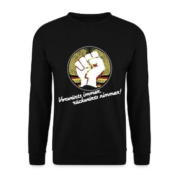 DDR - Vorwärts immer, rückwärts nimmer ! - Unisex Pullover - Schwarz - Vorne - Alina (178cm) & Michal (187cm)