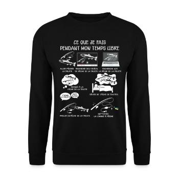 La truite du pêcheur, cadeau pêche - Sweat-shirt Unisexe - noir - Devant - Alina (178cm) & Michal (187cm)