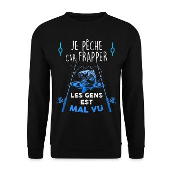 Pêche humour papa pêcheur - Sweat-shirt Unisexe - noir - Devant - Alina (178cm) & Michal (187cm)