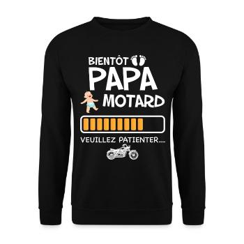 Bientôt papa motard - Sweat-shirt Unisexe - noir - Devant - Alina (178cm) & Michal (187cm)