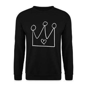 krone herz - Unisex Pullover - Schwarz - Vorne - Alina (178cm) & Michal (187cm)