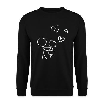 amoureux du cœur chers cœurs Saint-Valentin - Sweat-shirt Unisexe - noir - Devant - Alina (178cm) & Michal (187cm)