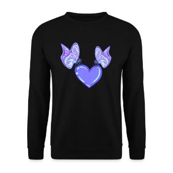 butterflies heart love purple - Unisex Sweatshirt - black - Front - Alina (178cm) & Michal (187cm)