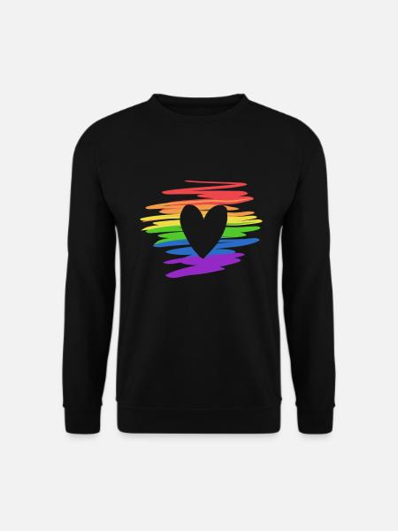 lgbt farben regenbogen flagge herz liebe - Unisex Pullover - Schwarz