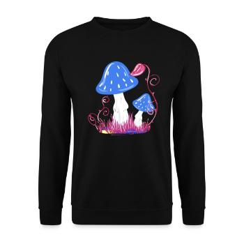 blue mushroom leaves grass natural plant abstract - Unisex Sweatshirt - black - Front - Alina (178cm) & Michal (187cm)