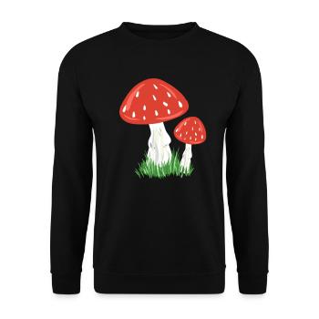 red mushrooms mushroom symbol nature biology grass plant - Unisex Sweatshirt - black - Front - Alina (178cm) & Michal (187cm)