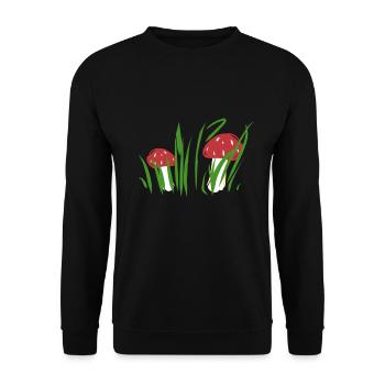 natur biologie grass pilze champignons pilz - Unisex Pullover - Schwarz - Vorne - Alina (178cm) & Michal (187cm)