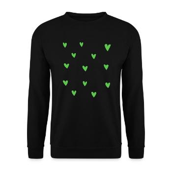 coeur motif symbole amour coeur vert - Sweat-shirt Unisexe - noir - Devant - Alina (178cm) & Michal (187cm)