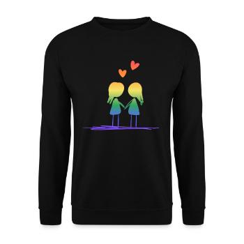 Les amoureux aiment les cœurs LGBT Lesbiennes - Sweat-shirt Unisexe - noir - Devant - Alina (178cm) & Michal (187cm)