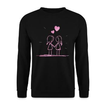 lesbiennes amants lesbiennes rose paillettes - Sweat-shirt Unisexe - noir - Devant - Alina (178cm) & Michal (187cm)