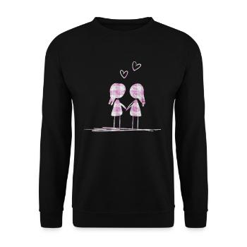 lesbian lovers dear couple - Unisex Sweatshirt - black - Front - Alina (178cm) & Michal (187cm)