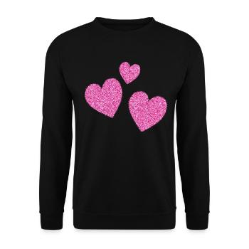 3 pinke glitzernde herzen herz - Unisex Pullover - Schwarz - Vorne - Alina (178cm) & Michal (187cm)