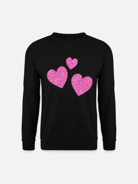 3 pinke glitzernde herzen herz - Unisex Pullover - Schwarz