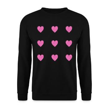 pinke glitzernde herzen herz muster - Unisex Pullover - Schwarz - Vorne - Alina (178cm) & Michal (187cm)