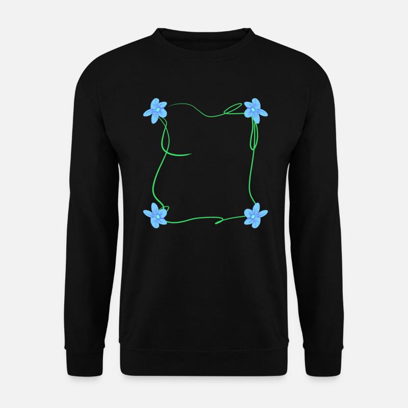 four flowers square square blue - Unisex Sweatshirt - black