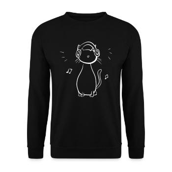 headphones cat pet music symbol - Unisex Sweatshirt - black - Front - Alina (178cm) & Michal (187cm)