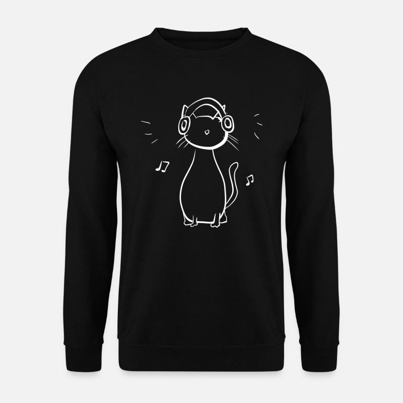 kopfhörer katze haustier musik symbol - Unisex Pullover - Schwarz