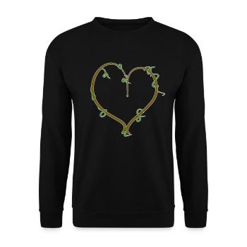 brown heart natural green lines symbol - Unisex Sweatshirt - black - Front - Alina (178cm) & Michal (187cm)