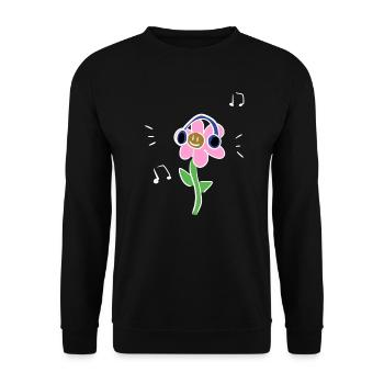 cartoon flower headphone music icon - Unisex Sweatshirt - black - Front - Alina (178cm) & Michal (187cm)