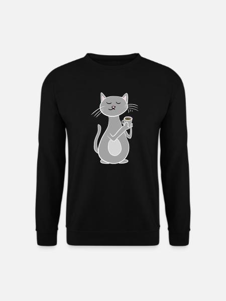 graue katze mit kaffee chillen - Unisex sweater - sort