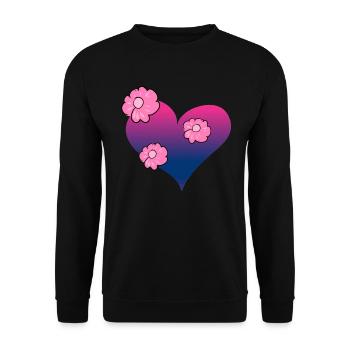 fleurs coeur symbole amour rose - Sweat-shirt Unisexe - noir - Devant - Alina (178cm) & Michal (187cm)