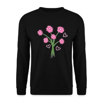 cœurs de fleurs de plantes à bouquet rose - Sweat-shirt Unisexe - noir - Devant - Alina (178cm) & Michal (187cm)