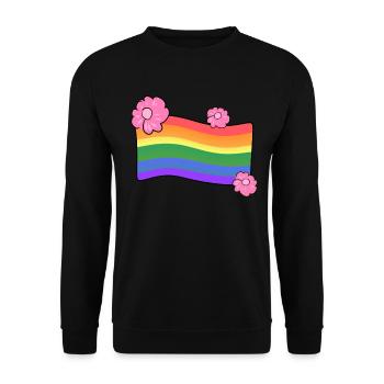 lgbt flagge blumen liebe regenbogen - Unisex Pullover - Schwarz - Vorne - Alina (178cm) & Michal (187cm)