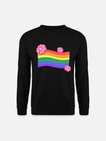 lgbt flagge blumen liebe regenbogen - Unisex Pullover - Schwarz