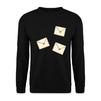 brief herz briefe muster liebe - Unisex Pullover - Schwarz - Vorne - Alina (178cm) & Michal (187cm)