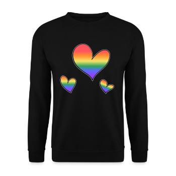 three colorful hearts lgbt rainbow love - Unisex Sweatshirt - black - Front - Alina (178cm) & Michal (187cm)