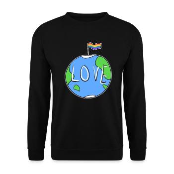 lgbt flagge symbol erde liebe - Unisex Pullover - Schwarz - Vorne - Alina (178cm) & Michal (187cm)