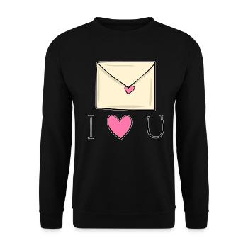 brief herz ich liebe dich - Unisex Pullover - Schwarz - Vorne - Alina (178cm) & Michal (187cm)