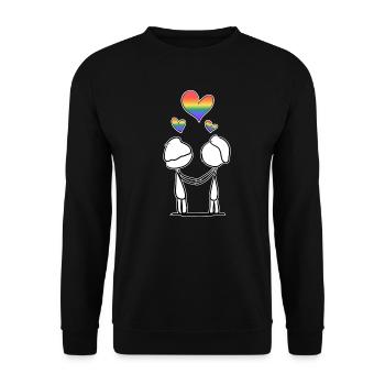 lgbt pärchen schwul liebe Valentinstag - Unisex Pullover - Schwarz - Vorne - Alina (178cm) & Michal (187cm)